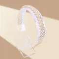 Serre-tête large en perles fait main vintage avec résille dorée sur support transparent - Serre-Tête Perles 11-2-3