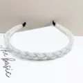 Serre-tête tressé en perles de rocaille blanches pour femmes avec cristaux - Blanc