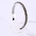 Serre-tête fin fait main avec perles de cristal argentées sur présentoir en acrylique - Style Cristal Taille 1.3 / Argent + Or