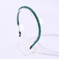 Serre-tête élégant en perles de cristal vert foncé pour femmes, accessoire de mode - Serre-tête 0.5 Quatre Perles de Cristal / Vert
