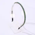 Elegant dark green crystal beaded thin headband featuring a non-slip design for women accessories - Green and Champagne