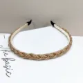 Serre-tête tressé élégant avec perles de rocaille champagne pour femmes - Chair