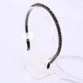 Elegant black and gold crystal beaded thin headband featuring a slim anti-slip design. - Navy and Champagne