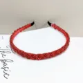 Serre-tête tressé fait main en perles rouges avec accents de cristal pour femmes mode - Rouge Transparent