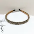 Serre-tête élégant tissé de perles dorées fait main pour femmes accessoire cheveux - Café