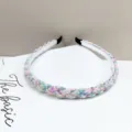 Serre-tête tressé élégant fait main en perles de cristal colorées pour femmes mode - Bleu Multicolore