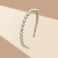 Serre-tête rétro élégant en métal zigzag avec perles blanches pour coiffure de mariée - Serre-Tête Perles 11-2-16