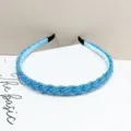 Serre-tête élégant bleu clair tissé à la main avec perles de rocaille et cristaux tressés pour femmes - Bleu ciel