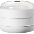 Double-layered white microwave food steamer with clear lid and red valve handle - Double Layer
