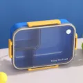 Mikrowellengeeignete Bento-Lunchbox aus Kunststoff mit 3 Fächern für Büro und Schule - Blau