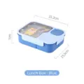 Blue bento lunch box for students with puppy design, dimensions 21.2 x 15.5 x 7 cm - Blue Cartoon Dog