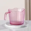 Portabicchieri in plastica rosa scanalato con manico ergonomico per isolamento termico - 8.5x7x5.7cm / Rosa