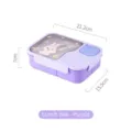 Purple partitioned plastic bento box with cute rabbit design for students and office workers - Purple Cartoon Rabbit