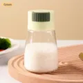Quantitative green salt shaker with moisture-proof seal for kitchen spice storage - Green