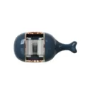 Close-up view of a luxury whale-shaped wall-mounted mop holder with a rose gold metallic trim - Indigo Blue