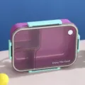 Violette mikrowellengeeignete 3-Fächer-Lunchbox aus Kunststoff mit blauen Verschlüssen - Lila