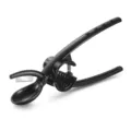 Black ergonomic chestnut opener tool with stainless steel blade on white background - Black Chestnut Clip