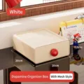 White dopamine desktop storage box with drawer and red knob - Grid Style / White