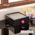 Minimalist black desktop storage box with pink knob handle, 20x20x7.5cm size - Regular Fit / Black
