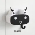 Wandmontierter Cartoon Kuhkopf Mophalter Haken in Schwarz-Weiß-Design - Einzelstück / Schwarz