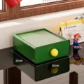 Green stackable desktop storage drawer with yellow knob, gridless style, 20x20x7.5cm - Regular Fit / Green