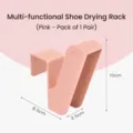 Pink multifunctional shoe drying rack for balcony showing 10cm height and dimensions - 1 Pair/Pack / Pink