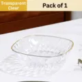 Plato cuadrado transparente de lujo con borde dorado para aperitivos, una unidad - 1 Pieza / Blanco Claro