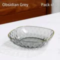 Elegante plato para snacks transparente gris obsidiana con borde dorado y textura - 1 Pieza / Gris Volcánico