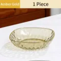 Plato de fruta de vidrio transparente ámbar dorado con patrón diamante y borde - 1 Pieza / Oro Ámbar