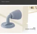 Blue punch-free rubber door stopper with suction cup design for floor or wall protection - Grey Blue Door Stopper