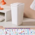 Miniature white desktop trash can and pen holder set including one sheet of cute stickers - With Stickers / 10*6.5*16cm / White