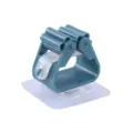 Wall-mounted mop holder hook with teal finish and adhesive base for home organization - Transparent / Blue Transparent