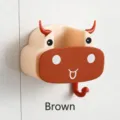 Cartoon cow wall mop holder clip in brown color for bathroom organization - Single Piece / Brown
