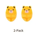 Two pack cute cartoon yellow bear adhesive wall hooks for organizing power plugs - 2 Pcs/Set / Yellow