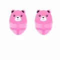 Pair of cute pink cartoon bear adhesive hooks for plug storage and kitchen organization - 2 Pcs/Set / Pink