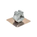 Self-adhesive wall-mounted mop holder with grey clip and metallic silver square base - Gray Brushed
