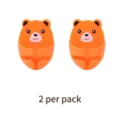 Set of 2 cute orange bear adhesive wall hooks for power plug storage - Orange