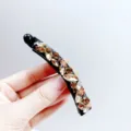 Eleganter koreanischer Bananen-Haarclip mit funkelnden champagnerfarbenen Kristallen - Champagner