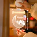 Lámpara colgante LED 3D de luna y castillo para decoración de Ramadán, 12cm x 16cm - Luna Y Castillo