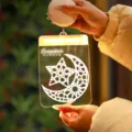 Lámpara colgante LED estrella y luna blanca cálida para decoración de Ramadán - Sol y luna