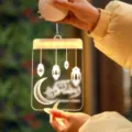 Luz LED colgante Ramadan Kareem de acrílico amarillo cálido con diseño de luna y farol - Lámpara de aceite