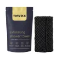 TORVIKX black exfoliating shower towel set with premium textured mesh washcloth - 1pc Pack / Black