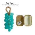 Handmade tea tree scented grape-shaped soap with brown cotton rope and gift packaging box - Cyan Blue