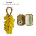 Handmade yellow lemon scented grape-shaped soap bunch with brown hanging cotton rope gift set - Bright yellow