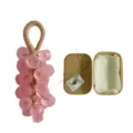Handmade peach-scented grape-shaped bar soap bunch with brown cotton hanging rope in gift box - Transparent Pink