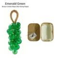 Emerald green grape-shaped soap with brown cotton rope and elegant gift box packaging - Emerald