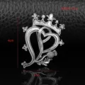 Macro view of antique silver Luckenbooth thistle brooch with 4x3cm size markers - Crown Heart Thistle Style (XZ-045)