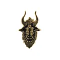 Detailed view of black and gold multi-eyed monster enamel pin for Halloween - Multi-eyed Devil Head Style (D-583)