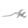 Close-up of a retro silver leaf hair pin featuring an intricate Celtic vine design. - D-982 Style (D-982) / 17x7cm / Bronze