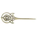 Nahaufnahme eines bronzenen keltischen Haarnadel für Damen im klassischen nordischen Design - D-984 Stil (D-984) / 18x3cm / Bronze